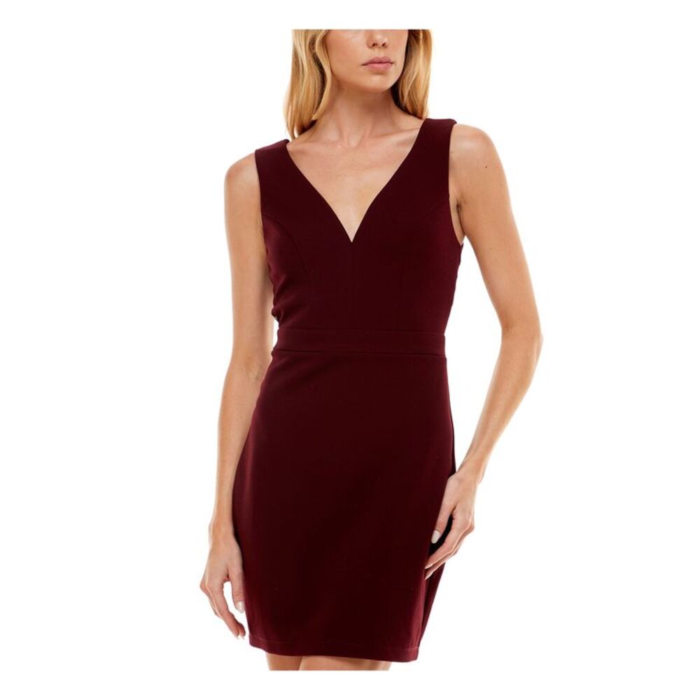SPEECHLESS Womens Body Con Short Dress Maroon Sleeveless Party Lined Juniors XXS